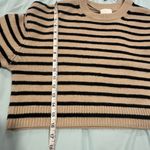 H&M Women’s Small Cream & Black Horizontal Striped Crop Top Crew Neck Sweater. Photo 3