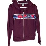 Vintage Y2k 1990's PINK Burgandy Floral Dog Long Sleeve Full Zip Hoodie Medium Purple Photo 6