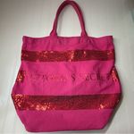 Victoria's Secret  Fuchsia and Sequin Tote pink beach bag Photo 1
