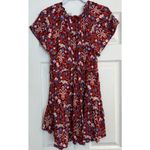 Anthropologie  Robin Mini Dress XS Red Pink Babydoll Floral Ruffled Tiered Fairy Photo 3