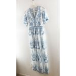 Altar'd State Short Sleeve Embroidered Sheer Boho Lace Catania Maxi Dress Blue S Photo 6