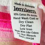 Lemlem White Neon Pink Striped Handwoven Caftan Dress Photo 10