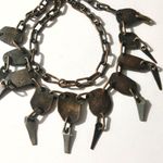 Vintage Brass Bib Necklace Etched Abstract Adjustable Chain Tribal Statement Photo 1
