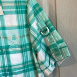 American Sweetheart Womens M Vintage Teal Plaid Short Sleeve Button Down Shirt White Size M Photo 5