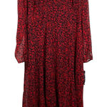 Marc New York Dress Women’s 18 Red Black Floral Sheer Long Sleeve Hi-Low NEW Photo 0