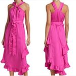 Derek Lam New 10 Crosby  Dasha Halter Midi Dress Pink Ruffle Keyhole High Low  4 Photo 1