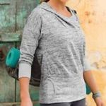 Athleta Robyn Batwing Hooded Marled Gray Sweatshirt Pullover Small Stretchy Photo 3