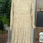 Time And Tru  • animal print tiered long sleeve button down boho midi dress Photo 2