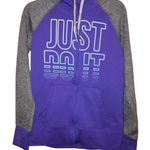 Nike Therma Fit Just Do It Full Zip Thumbhole Hoodie Grey Purple Medium Photo 0
