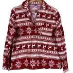 Old Navy NWT  Pajama Top Womens M Red 100% Cotton Christmas Reindeer Holiday Photo 0