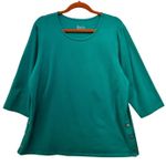 Denim And Co Womans Tunic Top Size XL Teal Cotton Summer‎ Island Coastal Casual Green Photo 0