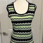 Ming Wang  Knit Tank Top Wavy Striped‎ Sleeveless Sweater Retro Vibes Size S Photo 0