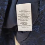 THEIA METALLIC JACQUARD MIDI DRESS Size‎ 4 Cloque Metallic Puff Sleeves $650 Blue Photo 8