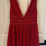 Lulus NWT Red Mini Dress Metallic Deep VNeck Low Cut Ribbed Photo 0