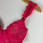 Victoria's Secret Victoria’s Secret Hot Pink Lace Mesh Corset Teddy Sz 36C Garter Straps Cutout Photo 3