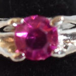 Source Unknown Ultra Glam Rosy Pink Beveled Glass Round Stone Silver Tone Metal Size !0 Ring Photo 0