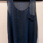 Farm Rio  semi sheer‎ pocket regatta tank blue/black pattern sz L(G) Photo 0