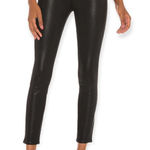 7 For All Mankind The High Waist Ankle Skinny With Faux Pockets in Black Coated Photo 0
