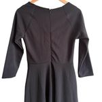 Anthropologie  Modcloth Ponte Dress Swing Fit & Flare Black V-Neck 3/4 Sleeve M Photo 6