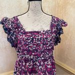 House of Harlow  1960 pink and blue floral  midi/maxi poplin cotton dress Sz L Photo 3