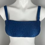 Bar III Satin Cheetah Bandeau Bikini Swim Top in French Navy XS Photo 1