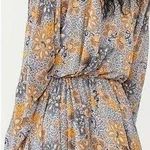 Free People  Sky Combo Teegan Mini Dress Long Sleeve Asymmetrical Boho Festival S Photo 1