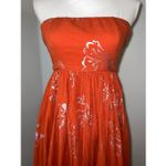Free People  Strapless Midi Dress XS Orange Florals Photo 2