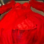 Women’s Red Prom Party Formal Dress With Corset Back and Leg Slit Size 16 NWOT Red Photo 4