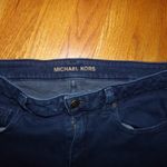 Michael Kors dark wash 5 pocket skinny jeans embellished hem 8 Excellent Photo 3