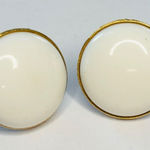 Trifari Vintage Round Gold-Tone Clip-On Earrings With White Enamel Accents Triaf Photo 0