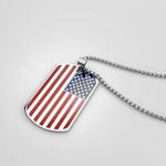 American Flag Dog Tag Necklace - Stainless Steel - USA Veteran, Gift Photo 3