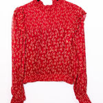 Free People Roma Micro Floral Flower Print Pattern Chiffon Smocked Blouse Shirt  Photo 0