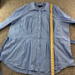 Lane Bryant Lane Bryant Womens Plus Size 28 Blue White Striped Button Up Tunic Belt Shirt Photo 1