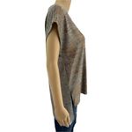 Dantelle  (M) Gray Bronze Cap Sleeve Metallic High Low Hem Tee Shirt Photo 2