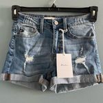 KanCan Mid Rise Distressed Denim Cuffed Jean Shorts Size size 1 Photo 0