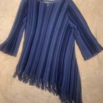 Dana Buchman Asymmetrical Fringe Striped Sweater Size Large Photo 0