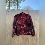 Coldwater Creek  Floral Sheer-Overlay Open Front Jacket black red‎ petite medium Photo 4