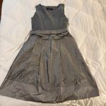 Teri Jon Rickie Freeman Grey Wool & Silk Dress with Bow Belt Gray Size 4 Photo 0