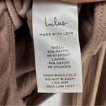 Lulus Brown V Neck Long Sleeve Bodysuit Womens M Casual Blouse Puff Sleeve Top Tan Size M Photo 2