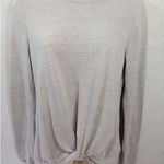 Ultra Flirt ‎ Womens Medium Gray Long Sleeve Knotted Top Round neckline pullover Photo 0