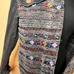 Top Shop Moto Black Size 6 Denim Jacket Embroidered Detailed Unique Style Boho Photo 1