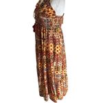 Dress Forum  Los Angeles Boho Tiered Smocked Bodice Mosaic Aztec Maxi Dress Large Photo 3