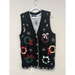 VTG 90 Novelty Willow Ridge Holiday Embroidered Vest Size Medium 2297 Photo 2