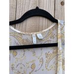 Cato  Size Large‎ Sleeveless Cardigan Fringe Paisley Light Pale Yellow Boho Photo 3