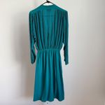 VTG Argenti 100% Silk Beaded Dress Teal Green Long Sleeve sz 10 Mob Wife Luxury Photo 6