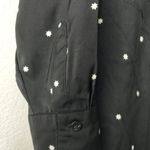 Old Navy  S Workwear Long Sleeved Button Down White Star Dots on Black Shirt Top Photo 8