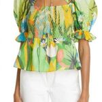 Farm Rio Vintage Toucans Smocked Peplum Top Medium Photo 1