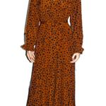 Cupshe  Brown Black Faux Wrap Polka Dot Dress M NWT Photo 1