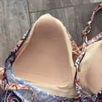 Lands' End  Slender Tummy Control V-Neck Wrap Swimsuit Navy Paisley Mix Size 12 Photo 8