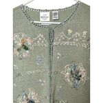 Vintage 90s Short Sleeve Sweater Womens Size M Floral Applique Buttons Embroider Green Size M Photo 3